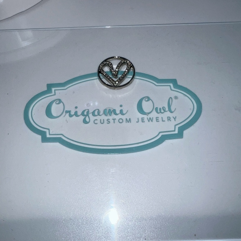 Origami Owl Authentic Petite Silver Heart Gemstones Background